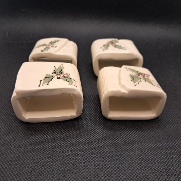 Ceramic Christmas Napkin Rings - Christmas Ivy and Holly-Set of 4 - Picture 4 of 6